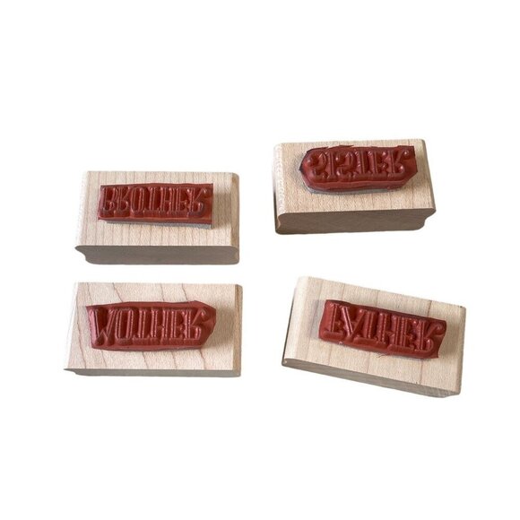 Vintage 1996 Stampin' Up! Father Mother Daughter Brother Rubber Stamps Set Of 4 - Picture 2 of 2